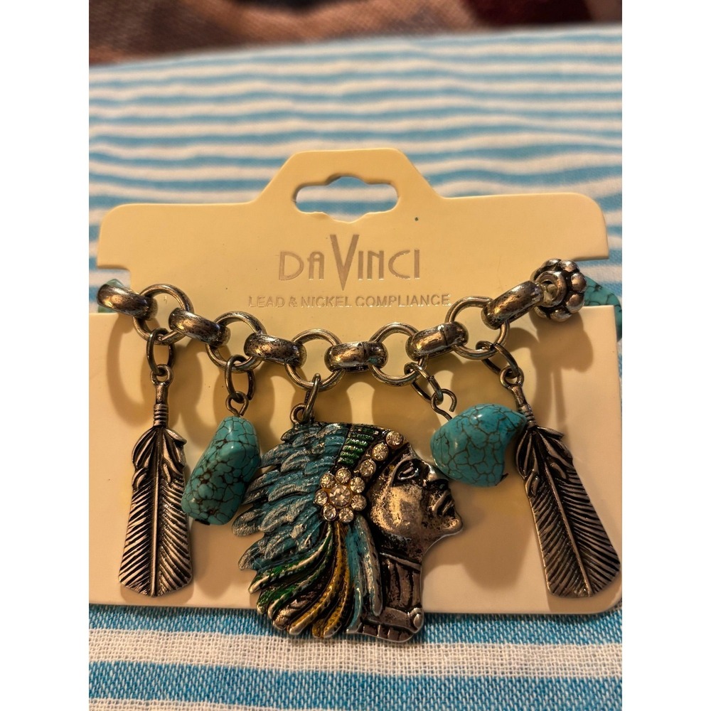 #23. Native American stretch, feather charm bracelet.